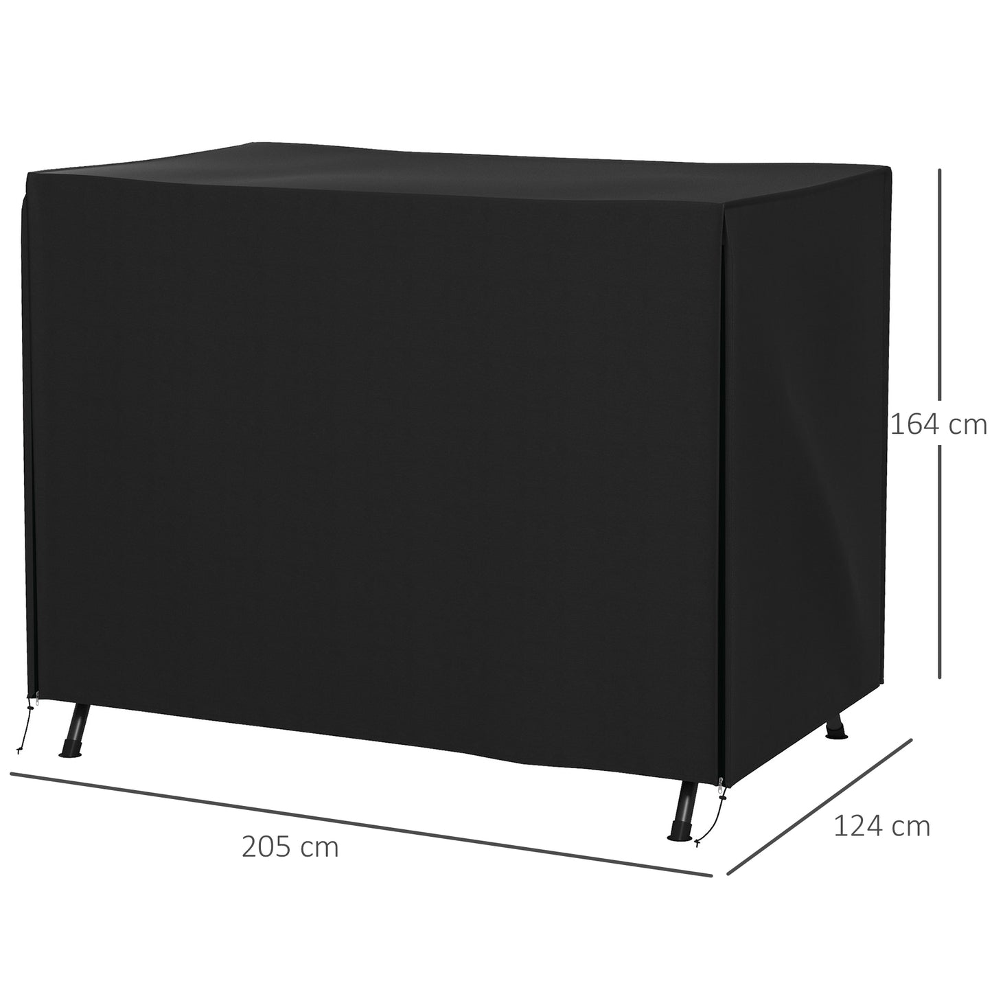 Outsunny hoes voor tuinschommel, beschermhoes voor Hollywood schommel, waterdichte hoes, 205 x 124 x 164 cm, zwart