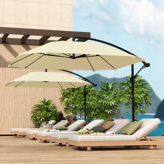 Outsunny Aluminium Zwenkparasol Ø 260 cm, Waterdichte Zwengelparasol met Standaard, Zwengel, Beige