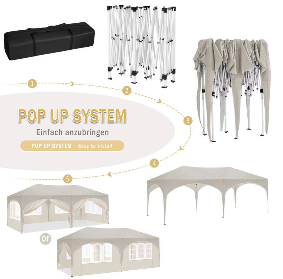 Easy Up Partyzelt 6x3m beige