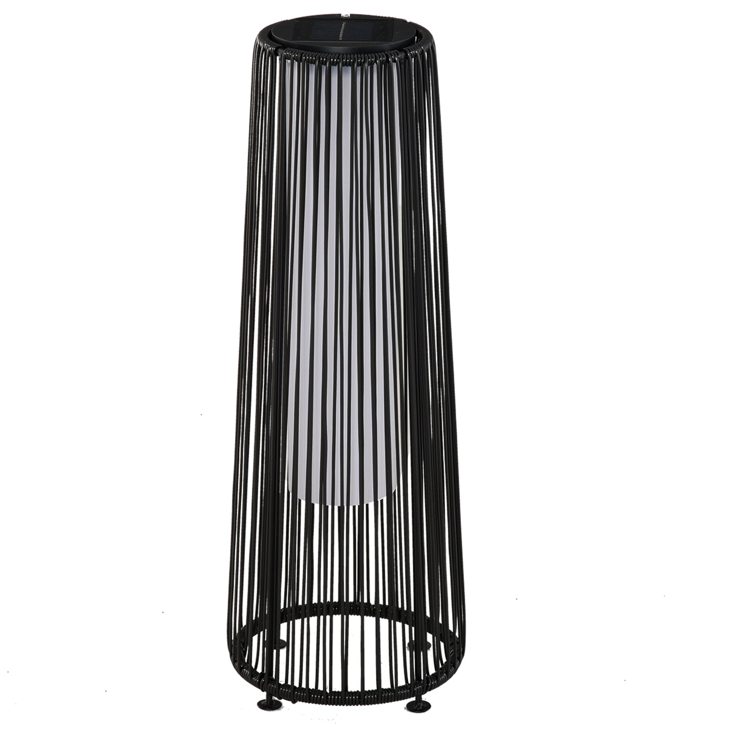 Outsunny tuinlamp, buitenlamp, op zonne-energie, 8 uur brandduur, rotanlook, zwart, 21,5 x 21,5 x 61 cm