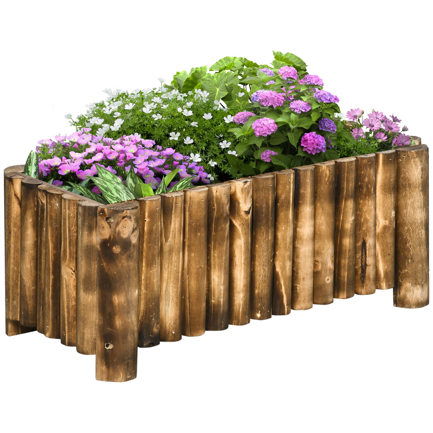 Outsunny verhoogde plantenbak, kruidentuin, groentebed, bloembed, plantenbak, dennenhout 78x35x30 cm