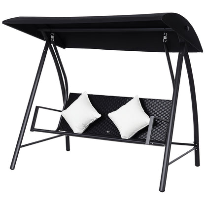 Outsunny 3-zits Hollywood schommel, polyrotan en metalen frame met kussens, draagvermogen tot 360 kg, nieuw (zwart)