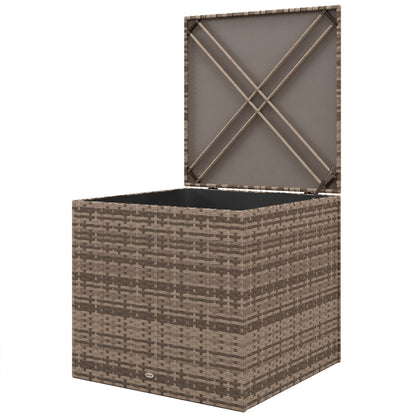 Outsunny polyrattan opbergbox, stoffen voering, eenvoudig te openen/sluiten, metalen frame, 75B x 75D x 70H cm, zwart