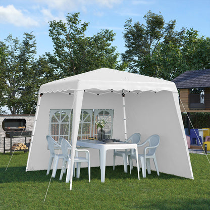 Outsunny Pop Up Pavilion, opvouwbaar paviljoen, incl. ramen, weerbestendig, 240 x 240 x 250 cm, wit