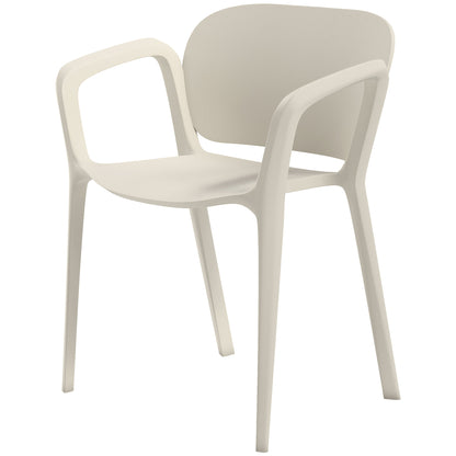 Outsunny Tuinstoel Set van 4, Weerbestendige Kunststof Tuinstoelen, Stapelbare Stoelen met Armleuningen en Rugleuning, Draagvermogen tot 120 kg