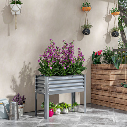 Outsunny Verhoogd Tuinbed, Weerbestendig, 100 cm x 45 cm x 80 cm, Zilver