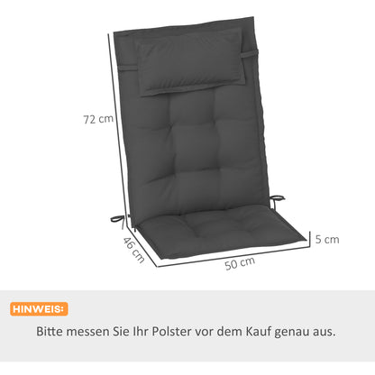Outsunny 2-delige set ligstoelkussens, waterafstotend, voor tuinligstoelen, 50x116x5 cm, donkergrijs