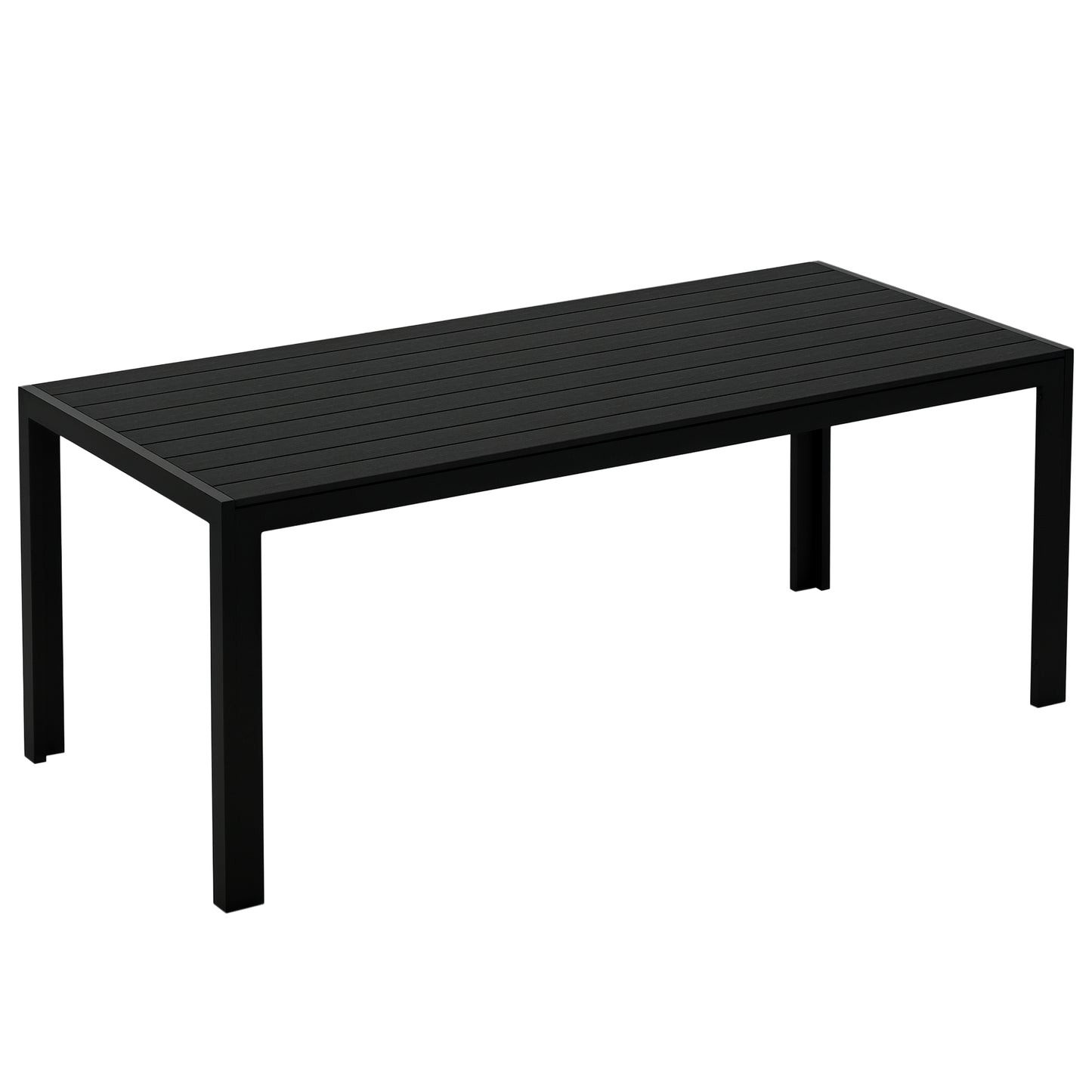 Outsunny tuintafel, kunststof, 190 x 84,5 x 72 cm, weerbestendig, houtlook, houtstructuur, antislip, buffet tafel, kampeertafel, balkontafel, terrastafel, eettafel voor buiten, balkon, zwart