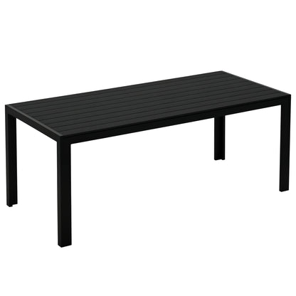 Outsunny tuintafel, kunststof, 190 x 84,5 x 72 cm, weerbestendig, houtlook, houtstructuur, antislip, buffet tafel, kampeertafel, balkontafel, terrastafel, eettafel voor buiten, balkon, zwart