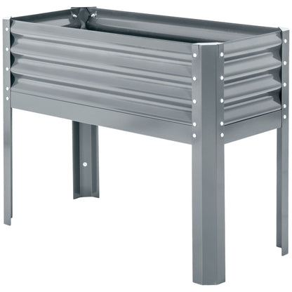 Outsunny Verhoogd Tuinbed, Weerbestendig, 100 cm x 45 cm x 80 cm, Zilver