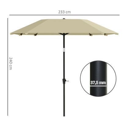 Outsunny 2,3 m parasol zonder voet, verstelbare terrasparasol met slinger, polyester, aluminium, glasvezel, beige