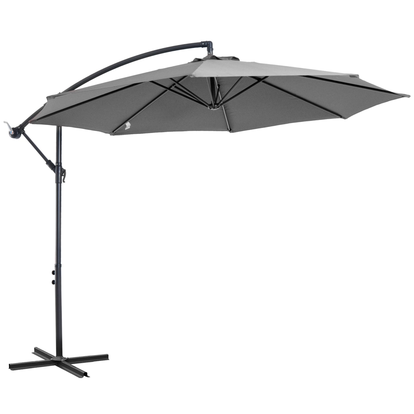 Outsunny Parasol met handzwengel, weerbestendig, 2,95 m x 2,95 m x 2,45 m, polyester, staal, zwart