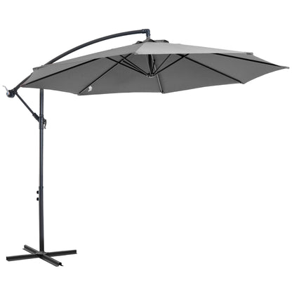 Outsunny Parasol met handzwengel, weerbestendig, 2,95 m x 2,95 m x 2,45 m, polyester, staal, zwart