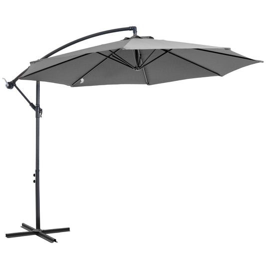 Outsunny Parasol met handzwengel, weerbestendig, 2,95 m x 2,95 m x 2,45 m, polyester, staal, zwart