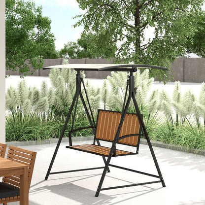 Outsunny Hollywood schommel met verstelbare parasol, 2-zits tuinschommel 142 x 112 x 162 cm, zwart