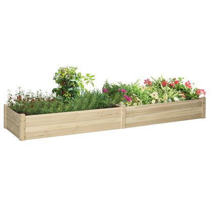 Verhoogd tuinbed Outsunny, 2 plantvakken, fleecevoering, weerbestendig, massief hout, 244 cm x 61,5 cm x 27 cm
