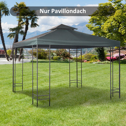 Outsunny vervangingsdak voor 3x3m prieel, waterafstotend prieeldak voor metalen prieel, vervangingsdak voor tuinprieel, partytent, tuintent, polyester, antracietgrijs
