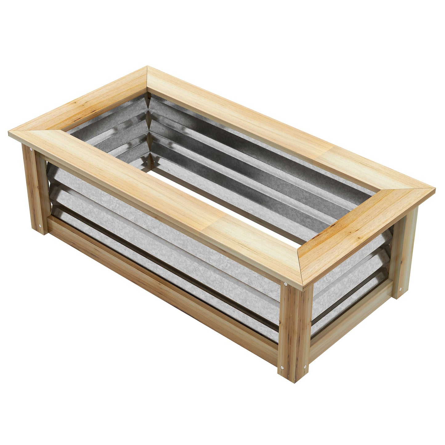 Verhoogde tuinbak van Outsunny, zelf-drainerend, open bodem, metaal+hout, 90 x 45 x 30 cm