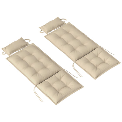 Outsunny 2-delige set waterafstotende ligstoelkussens, tuinligstoelkussens, 50x116x5 cm, beige