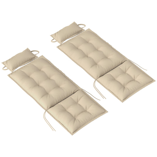 Outsunny 2-delige set waterafstotende ligstoelkussens, tuinligstoelkussens, 50x116x5 cm, beige
