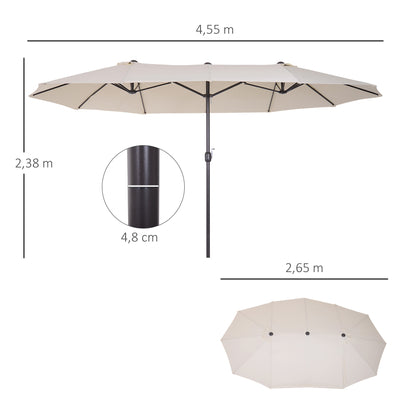Outsunny XXL parasol met handzwengel, weerbestendig, 455 cm x 270 cm x 240 cm, staal, polyester, beige
