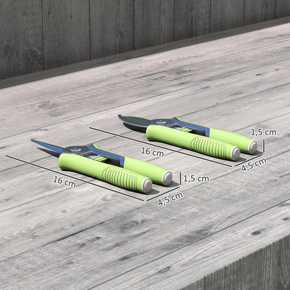 Outsunny Tuingereedschapset, 2-delig, roestvrijstalen tuingereedschap met snoeischaar en snoeischaar, groen + zilver