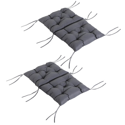 Outsunny 2-pack zitkussens, 98cm x 50cm x 8cm stoelkussens met strikken, gewatteerde kussens, wasbaar/Ergonomische zitkussens voor huis, tuin, bank, grijs