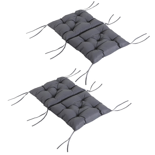 Outsunny 2-pack zitkussens, 98cm x 50cm x 8cm stoelkussens met strikken, gewatteerde kussens, wasbaar/Ergonomische zitkussens voor huis, tuin, bank, grijs