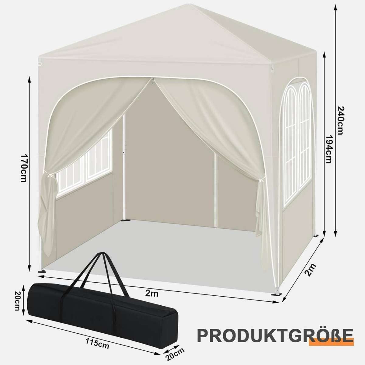 Easy up partytent 2x2 Beige