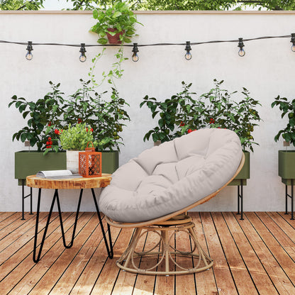 Outsunny Papasan stoel, rotan, 360° draaibare rieten stoel met zitkussen, rond voor buiten