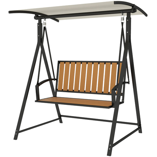 Outsunny Hollywood schommel met verstelbare parasol, 2-zits tuinschommel 142 x 112 x 162 cm, zwart