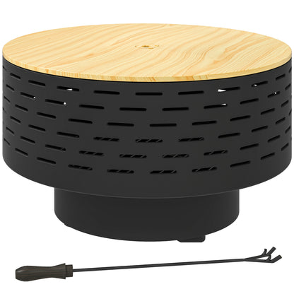 Outsunny 3-in-1 vuurschaal Ø60 x 39 cm RVS vuurkorf met grillrooster, vonkenscherm, pook, houtskoolgrijs