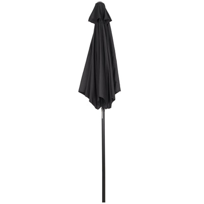 Outsunny Parasol Ø196 cm, zeshoekige balkonparasol voor strand, balkon, tuin, zwart