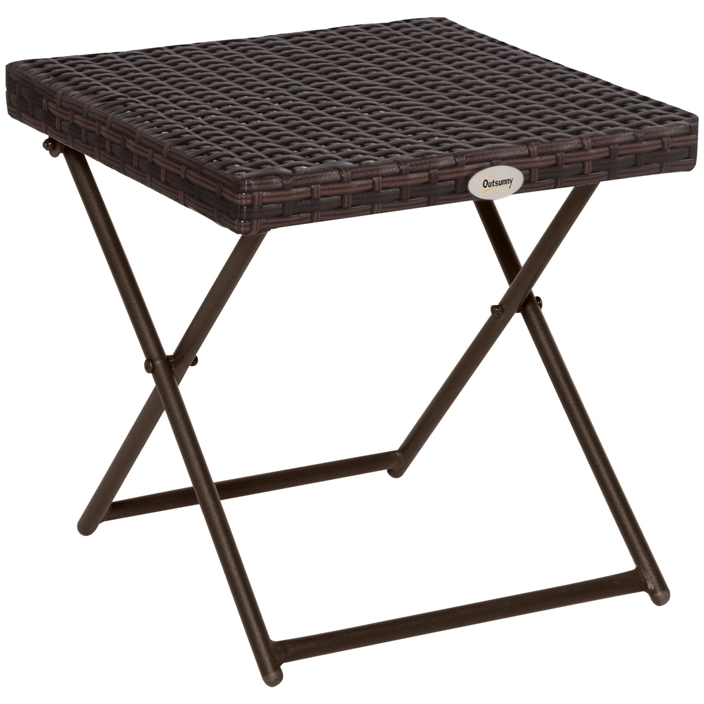 Outsunny Opvouwbare Polyrotan Bijzettafel, Salontafel, Dienblad, Balkontafel, Tuintafel, Salontafel, Theetafel, Tuinmeubelen, Rotan Tafel voor Tuin, Terras, Balkon, 40x40x40cm, Bruin