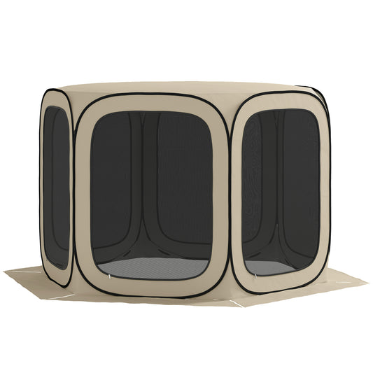 Outsunny Pop-up kampeertent, draagbaar, UPF50+ bescherming, gaaswanden, staaldraad, kaki