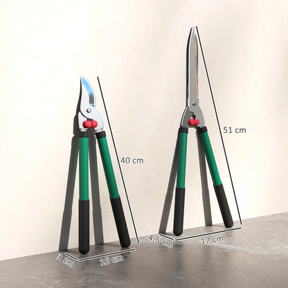 Outsunny Tuinschaarset, 2-delig, bladlengte 40 cm, takkenschaar met antiaanbaklaag van metalen messen
