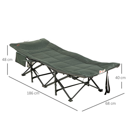 Outsunny ligstoel, opvouwbaar, verstelbare rugleuning, met bekerhouder, tot 120 kg, 68 x 186 x 48 cm, grijs