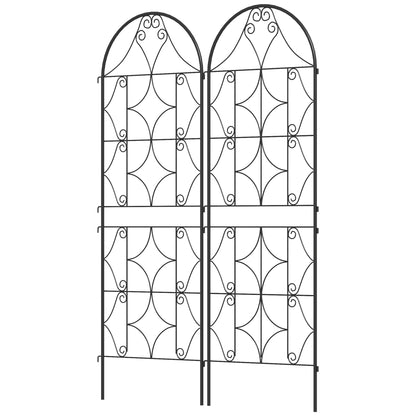 Outsunny Metalen Trellis Set van 2, Plug-in, Roestvrij, Klimhulp voor Klimplanten, 50x150 cm, Zwart