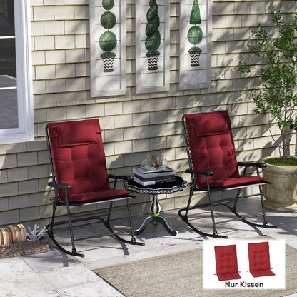 Outsunny 2-delige set waterafstotende ligstoelkussens, tuinligstoelkussens, 50x116x5 cm, bordeauxrood