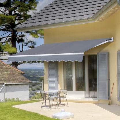 Outsunny knikarmzonnescherm, verstelbare klemzonnescherm, terraszonnescherm, 3,95 x 3 m, zonnescherm met slinger, balkonzonnescherm, grijs