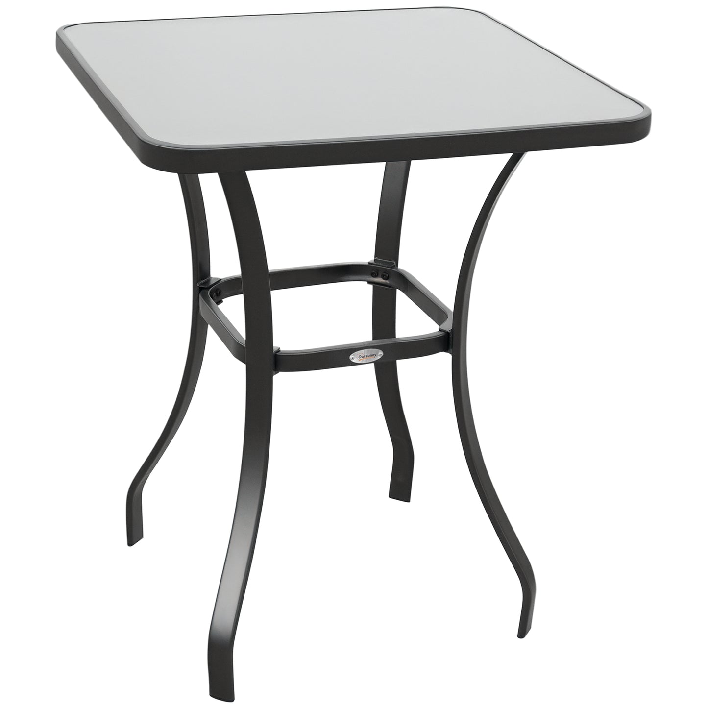 Outsunny Tuintafel Bistrotafel Glazen Tafel Gehard Glas + Metaal Zwart L68,5xB68,5xH84cm