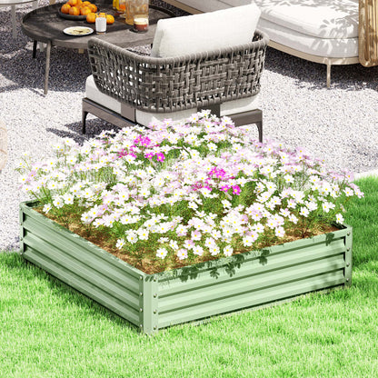Outsunny tuinbed, plantenbak met stalen omkasting, groen, 120 x 120 x 30 cm
