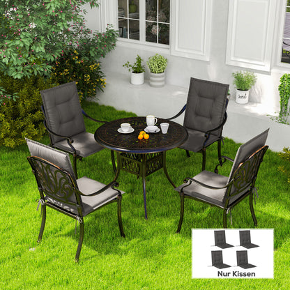 Outsunny 4-delige set zitkussens, 108 x 50 x 5 cm, stoelkussens met strikbandjes, zitkussens voor binnen/buiten, donkergrijs