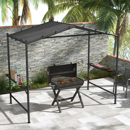 Outsunny Grilltent met Grilldak, Weerbestendig, incl. Zijvakken, 277 x 149 x 230 cm, Donkergrijs