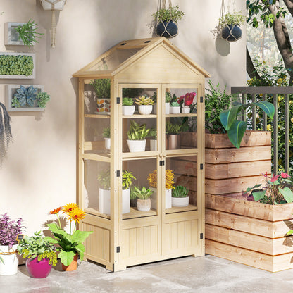 Kas van Outsunny, met plank, dakraam, afsluitbare deur, acryl, houten frame, 100 x 56,5 x 178 cm