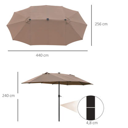Outsunny Ovale Parasol Khaki 440 x 260 cm