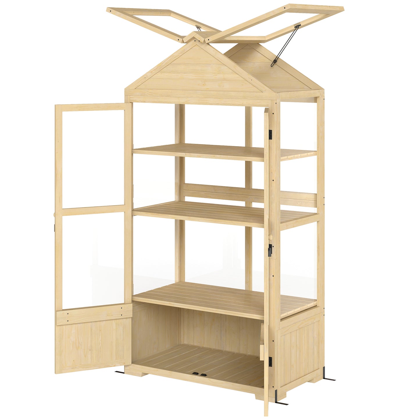 Kas van Outsunny, met plank, dakraam, afsluitbare deur, acryl, houten frame, 100 x 56,5 x 178 cm