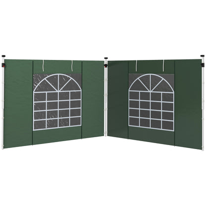 Outsunny zijpanelen voor 3 x 3 / 3 x 6 m partytent, zijzeilen met raam, deur, vervangende wanden voor partytent, Oxford stof, groen