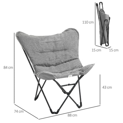 Outsunny opvouwbare stoel, opvouwbare kampeerstoel, gevoerde opvouwbare stoel voor buiten, draagvermogen tot 120 kg, robuuste visstoel, tuinstoel voor tuin, camping, strand