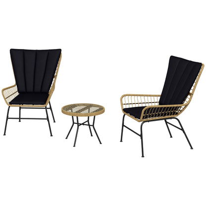 Outsunny Bistro Set Balkonmeubelset, Boho Stijl, Weerbestendig, 76 x 66 x 96 cm, Zwart